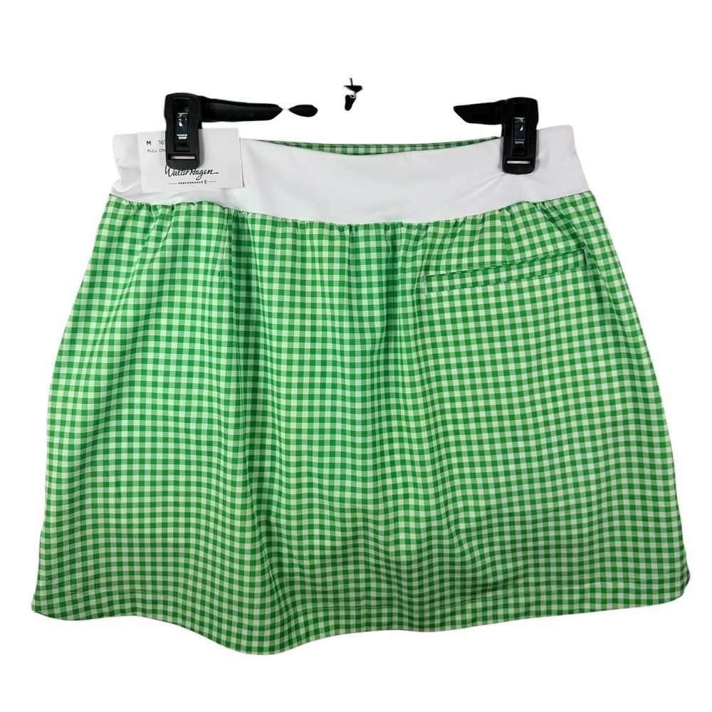 Walter Hagen Performance Green Gingham Pull On Golf Skort Womens Medium 16" NWT - Picture 2 of 9